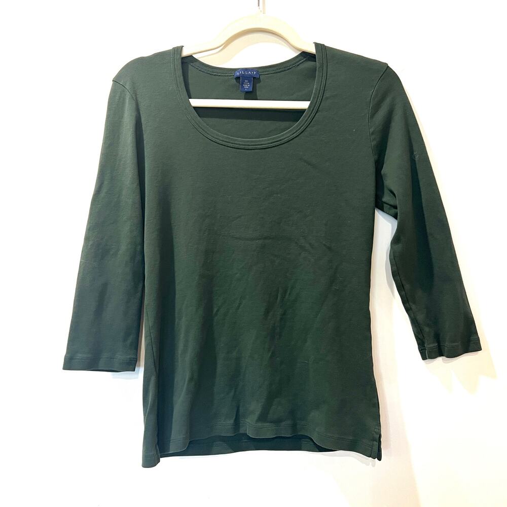 Lilla P 100% cotton scoop neck 3/4 sleeve knit tee green large